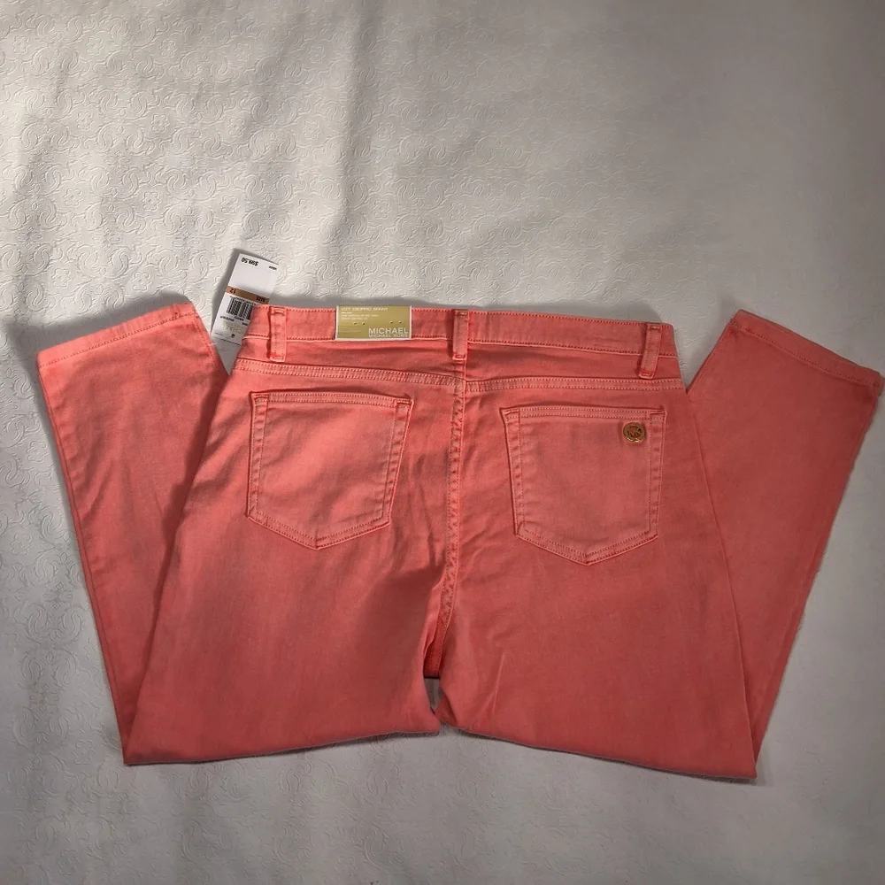 New Michael Michael Kors Izzy Skinny Ankle Cropped Jeans Pants Size 12 .